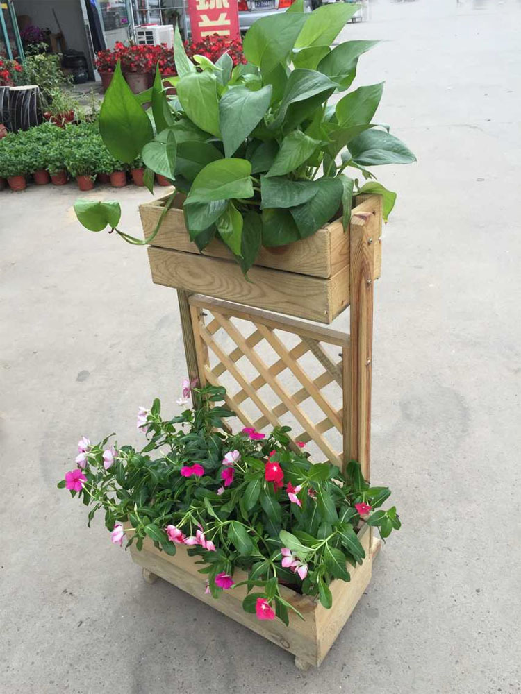 实木花盆的优雅选择 防腐木碳化双层网格花架全解析